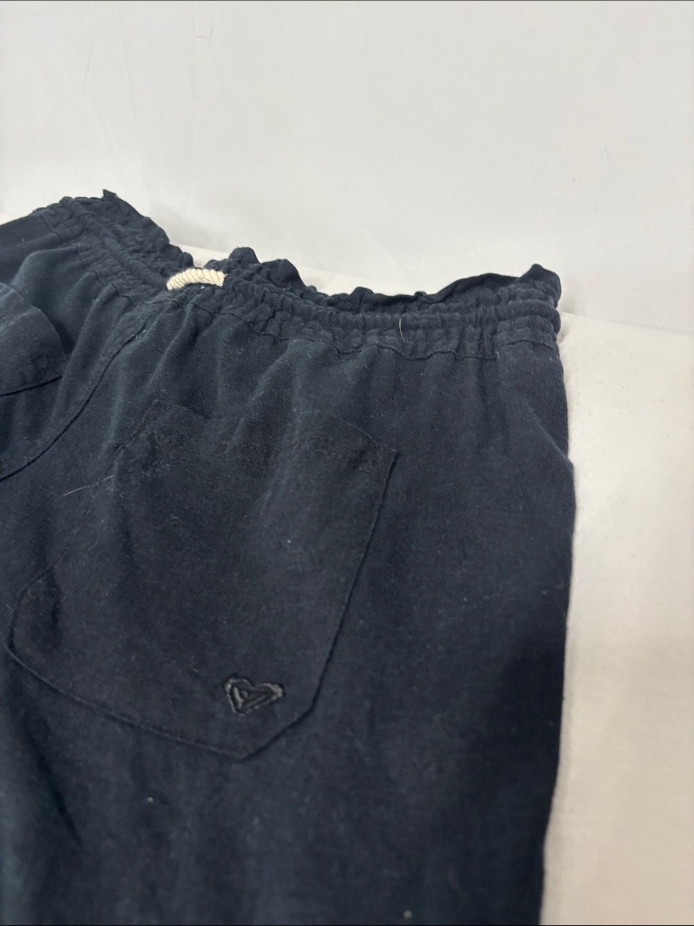Roxy Women's Small Black Linen Blend Drawstring Beach Pants Pull On Casual - Picture 5 of 5